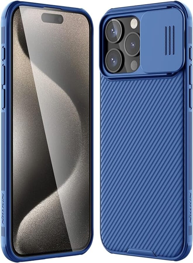 Nillkin Nillkin for iPhone 15 Pro Max Case with Sliding Camera Cover [Upgraded Lens Protection] [Hard PC+TPU Bumper], Slim Shockproof Protective Phone Case 6.7" 2023, Blue 