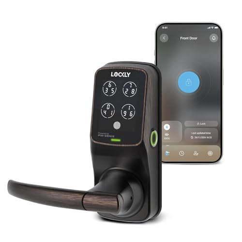 Lockly Secure Plus Bluetooth Smart Door Lock, Keyless Entry with PIN Genie® Digital Keypad, 3D Biometric Fingerprint Sensor Front Door Lock with Handle, Voice Control & Auto Lock - Latch Edition - Image 1
