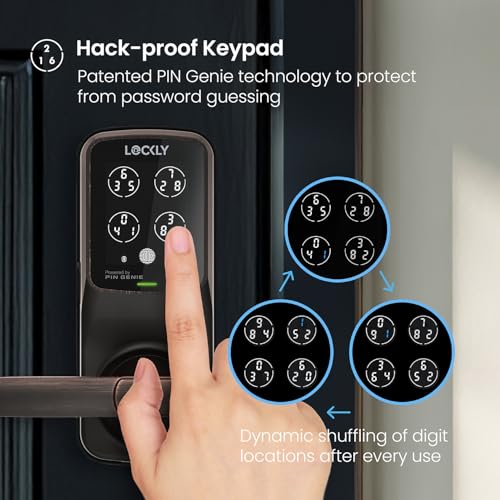 Lockly Secure Plus Bluetooth Smart Door Lock, Keyless Entry with PIN Genie® Digital Keypad, 3D Biometric Fingerprint Sensor Front Door Lock with Handle, Voice Control & Auto Lock - Latch Edition - Image 3