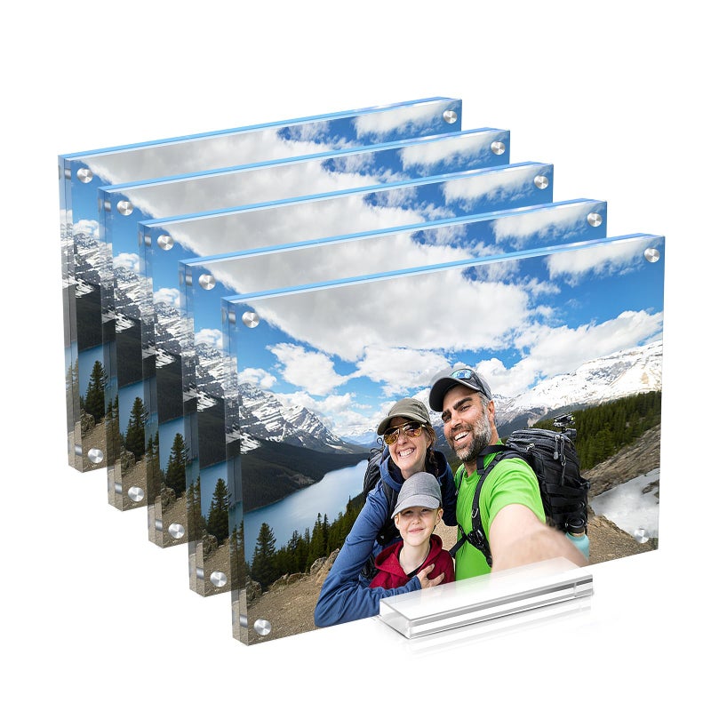 جويوفيب Juoifip Acrylic Picture Frame 4x6 inch 5 Pack Pack Clear Magnetic Photo Frames Double Side Amealing Frame - Image 1