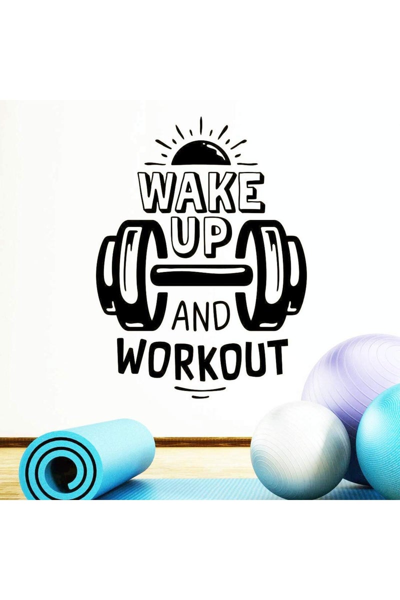 Wall4Stickers Wake up Workout Wall Art Stickers Fitness Boxing Home Gym Sticker Wall Decor Motivational Poster Quote Vinyl Wall Decal Gym Weights Home Decor Wall Stickers Inspirational Artwork Exercise Crossfit - Image 1