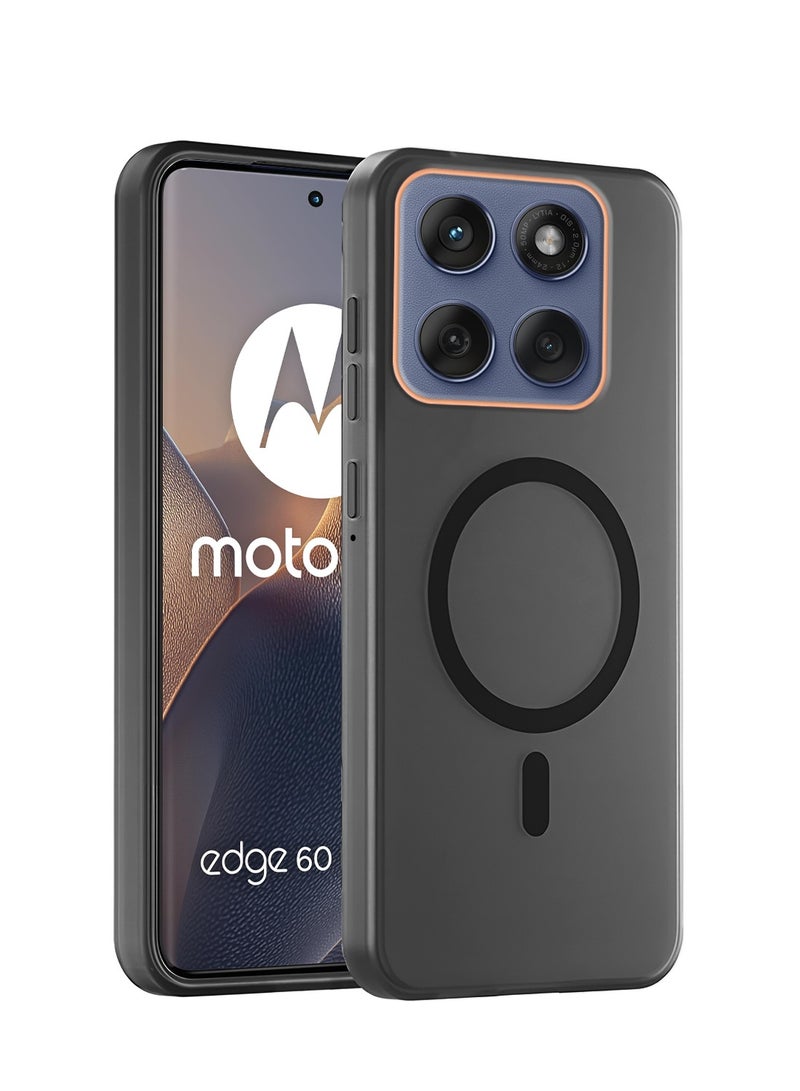 Wtech Motorola Edge 60 Fusion 5G 2025 Hybrid Translucent Magsafe with Magnetic Charging Raised Camera Lips Elegant Look Case Cover (MCMPMN) - Black - Image 1