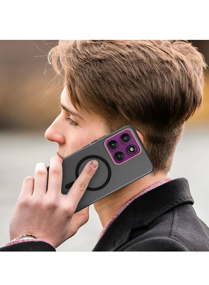 Wtech Motorola Edge 60 Fusion 5G 2025 Hybrid Translucent Magsafe with Magnetic Charging Raised Camera Lips Elegant Look Case Cover (MCMPMN) - Black - Image 5