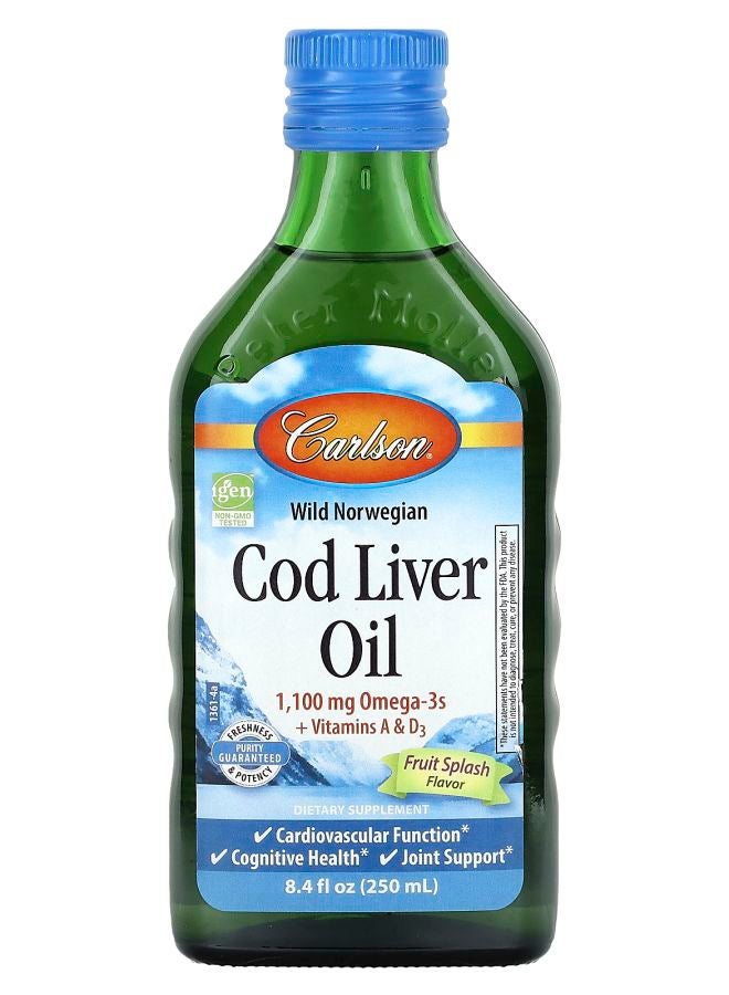 زيت كبد سمك القد النرويجي البري فواكه سبلش 8.4 أونصة سائلة (250 مل)
