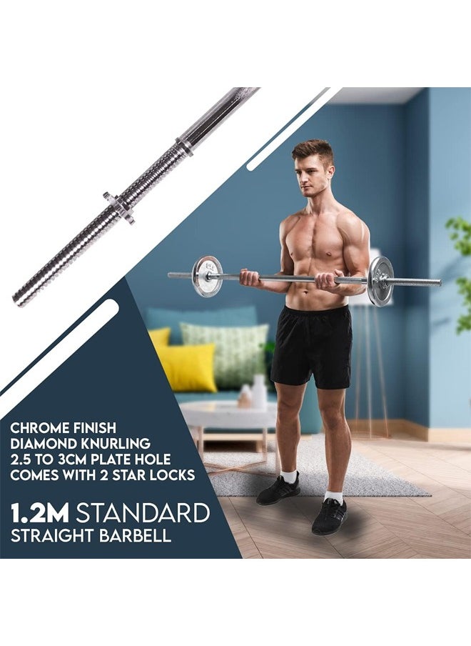 KUYING Professional Straight Weight Bar For Exercise With Spin Lock - 120 cm  - Image 3