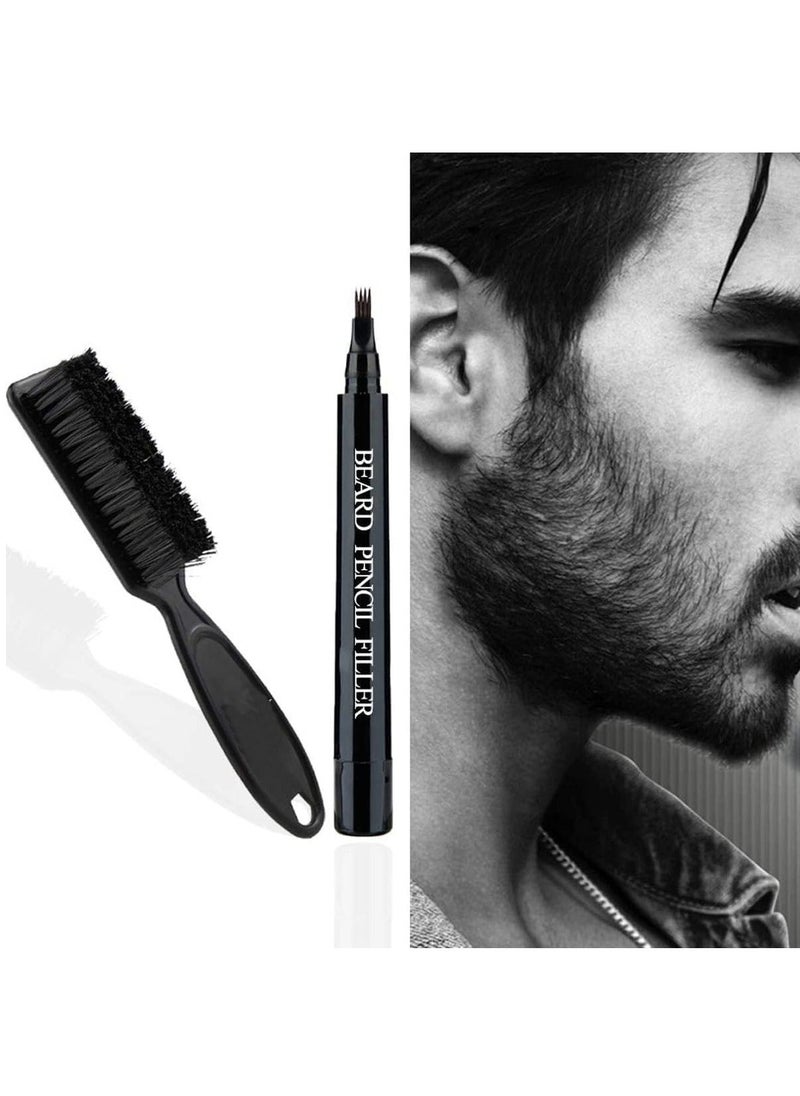 Y&D Beard Pencil Filler for Men, Filling Pen Kit - WaterProof, Long Lasting Coverage & Natural Finish, Moustache Eyebrows Dye Men Bristle Brush Included (Black)  - Image 1
