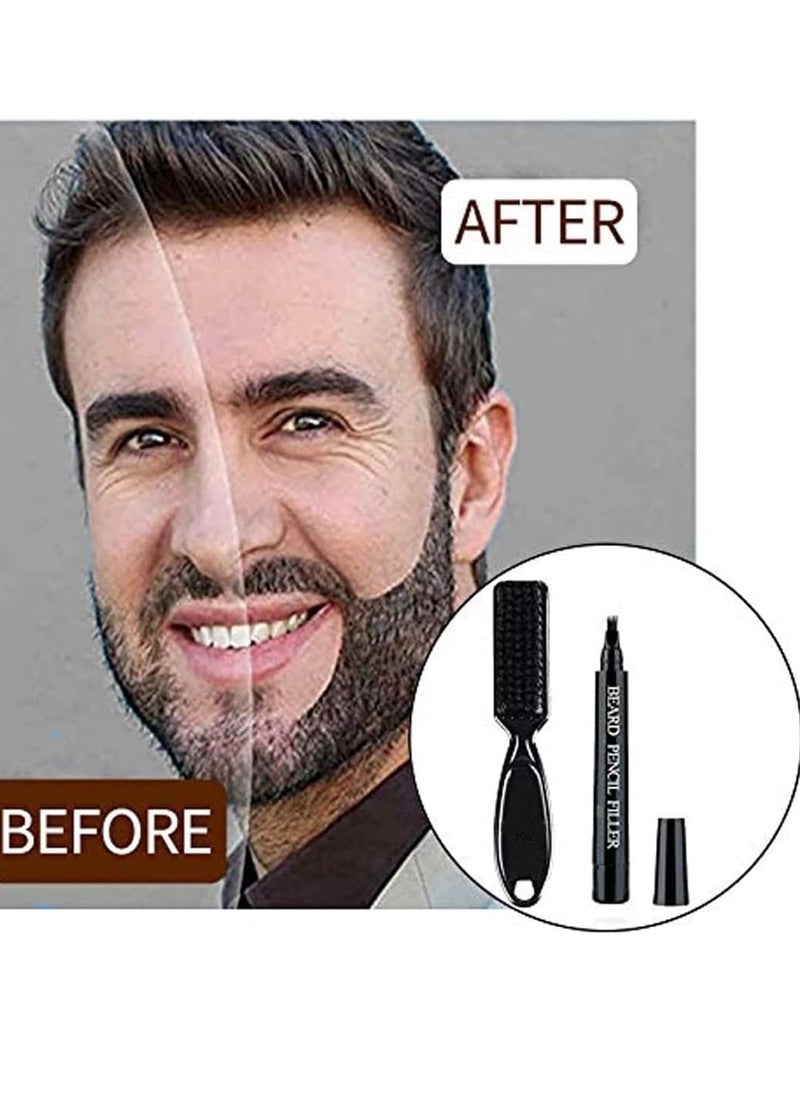 Y&D Beard Pencil Filler for Men, Filling Pen Kit - WaterProof, Long Lasting Coverage & Natural Finish, Moustache Eyebrows Dye Men Bristle Brush Included (Black)  - Image 3