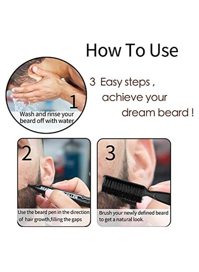 Y&D Beard Pencil Filler for Men, Filling Pen Kit - WaterProof, Long Lasting Coverage & Natural Finish, Moustache Eyebrows Dye Men Bristle Brush Included (Black)  - Image 5
