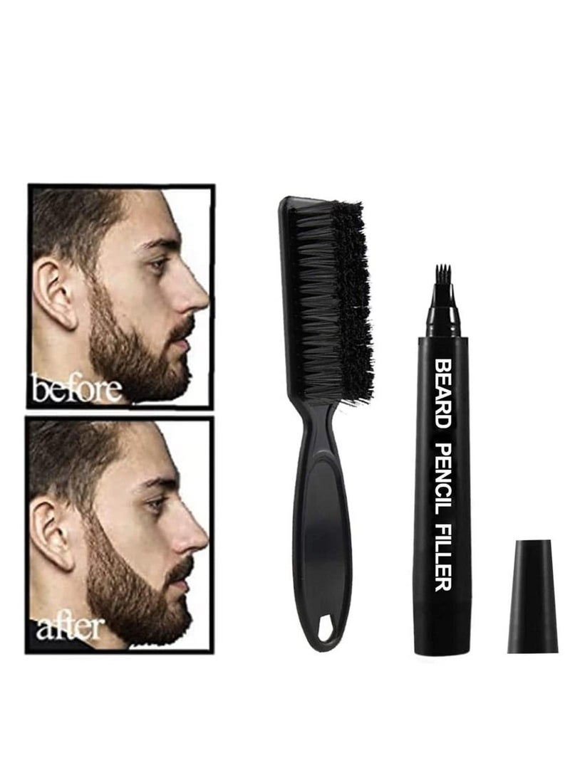 Y&D Beard Pencil Filler for Men, Filling Pen Kit - WaterProof, Long Lasting Coverage & Natural Finish, Moustache Eyebrows Dye Men Bristle Brush Included (Black)  - Image 2