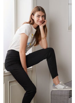 Tchibo Women Slim Fit Solid  Stretchable Trouser Pants, Black  - Image 1