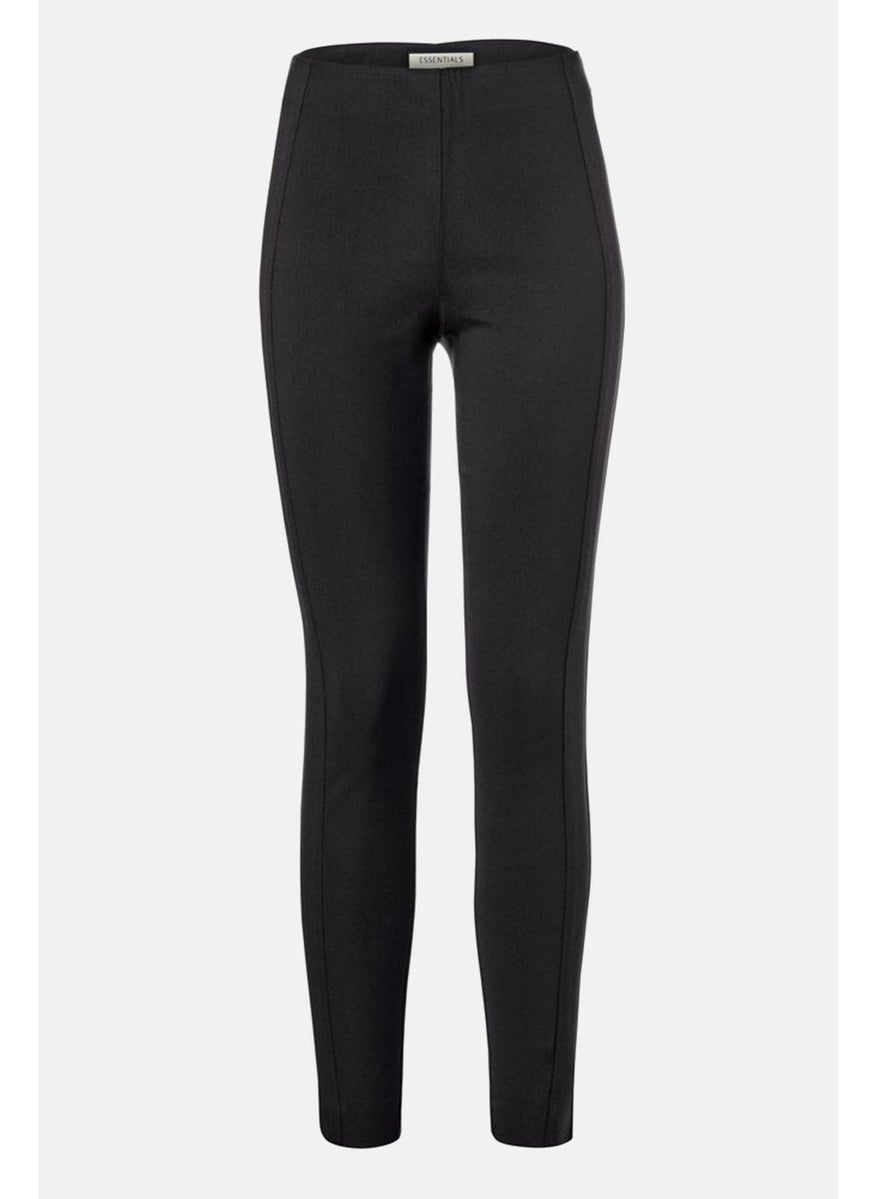 Tchibo Women Slim Fit Solid  Stretchable Trouser Pants, Black  - Image 3