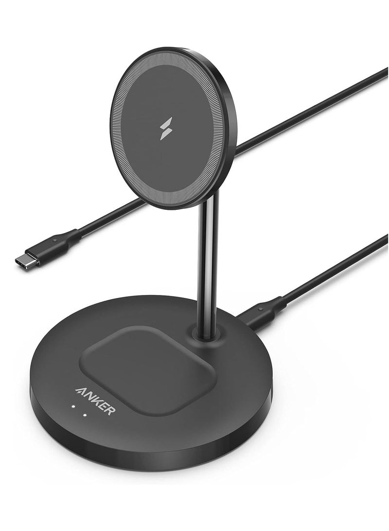 Anker iPhone 16 Wireless Charging Stand, PowerWave 2-in-1 Magnetic Stand Lite with USB-C Cable, For iPhone 16/15/14/13 Series, AirPods (No AC Adapter) - Image 1