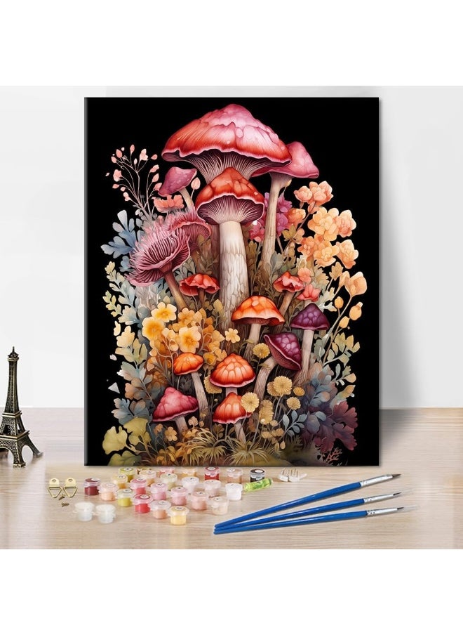 Home Trove Tumovo Plants Paint By Numbers, Mushroom Paint By Numbers, Acrylic Painting Kit With Brushes And Pigment, Diy Oil Painting Kit Paint By Numbers For Wall Decor, 16X20 Inch  - Image 1