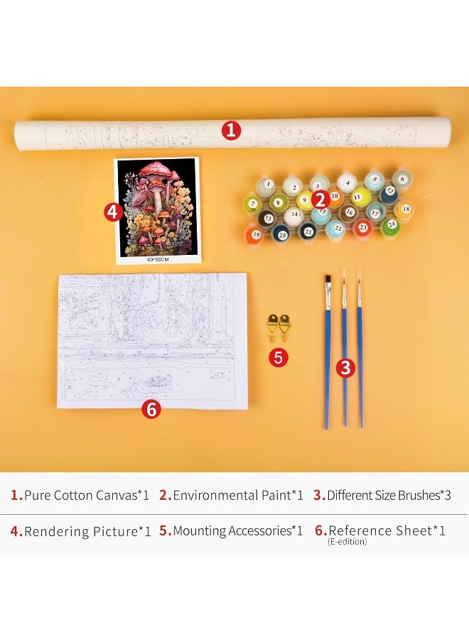 Home Trove Tumovo Plants Paint By Numbers, Mushroom Paint By Numbers, Acrylic Painting Kit With Brushes And Pigment, Diy Oil Painting Kit Paint By Numbers For Wall Decor, 16X20 Inch  - Image 3