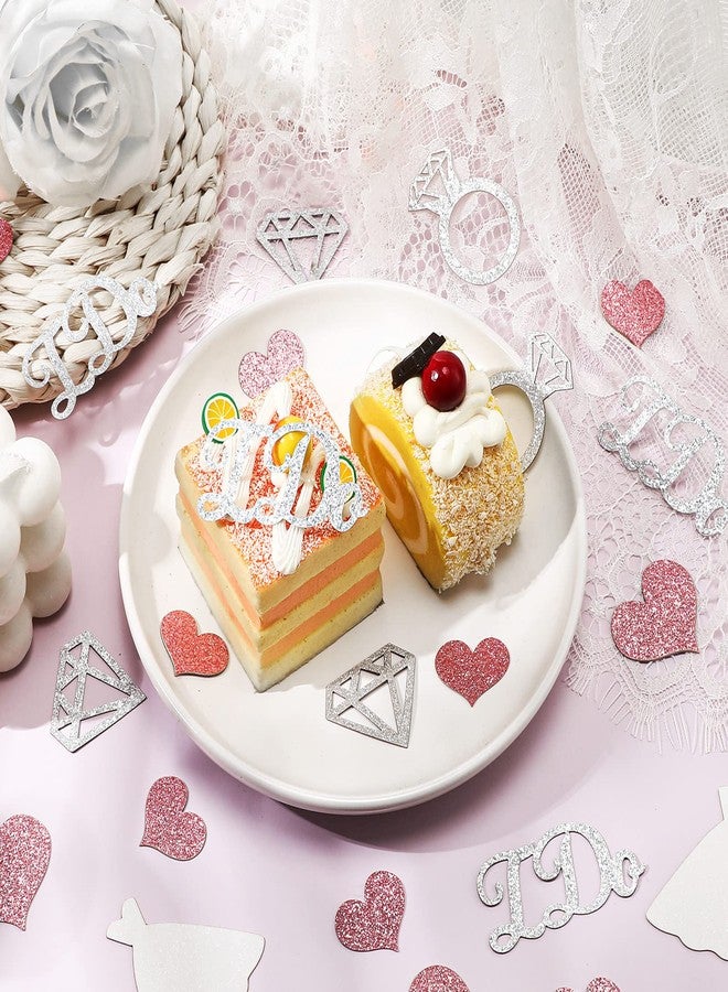 Zhanmai 240 Pieces Wedding Table Confetti, Glitter Rose Gold Heart Silver Diamond Ring I Do Scatter Party Table Decoration for Bridal Shower Engagement Bachelorette Party Decor - Image 4