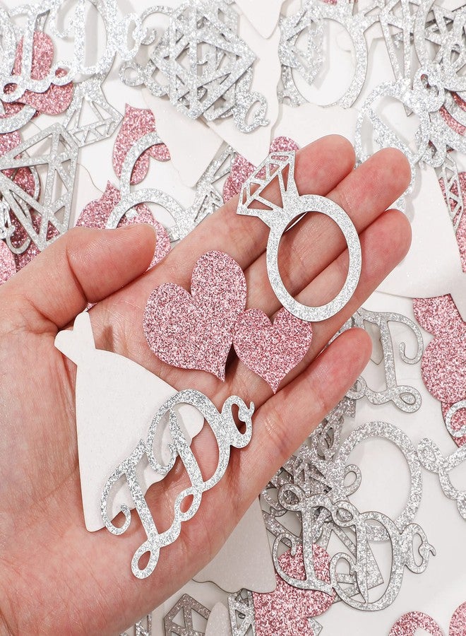 Zhanmai 240 Pieces Wedding Table Confetti, Glitter Rose Gold Heart Silver Diamond Ring I Do Scatter Party Table Decoration for Bridal Shower Engagement Bachelorette Party Decor - Image 5