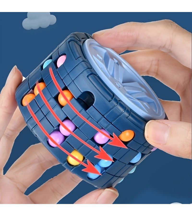 3D Cylindrical Cube Toys Magic Bean Gyro Spinning Slider Puzzle Game Children Educational Toys Red Halloween Christmas Thanksgiving Gifts - Image 1