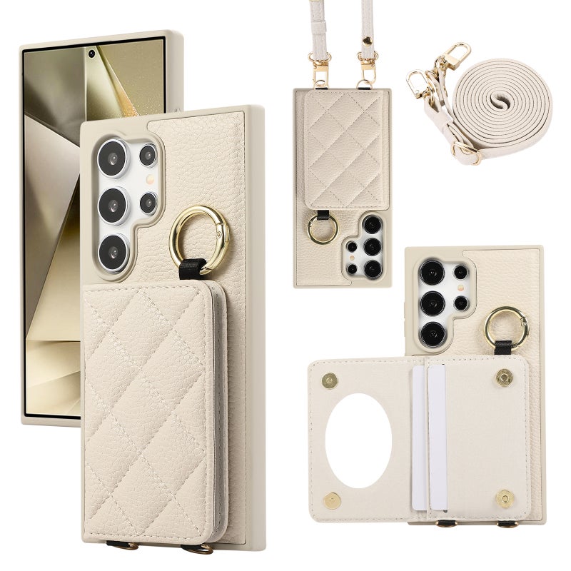 غطاء واقي بTPU لـ Samsung Galaxy S22 باللون أبيض بوظيفة حامل من مادة TPU مع حامل بطاقات وحامل قائم مع مقاوم للصدمات مع مقاوم للخدش مع حماية من السقوط سهل الحمل للتخزين العملي - Image 1