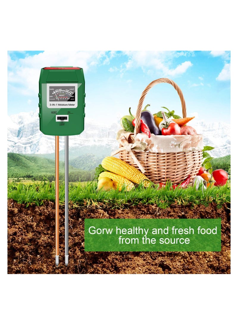 SOLARAE Soil Tester, 3-in-1 Soil Moisture/Light/pH Meter, Gardening Lawn Farm Test Kit Tool, Digital Plant Probe, Water Hydrometer Sunlight Tester for Indoor Outdoor, for Plant Care, Great for Garden, Lawn - Image 4
