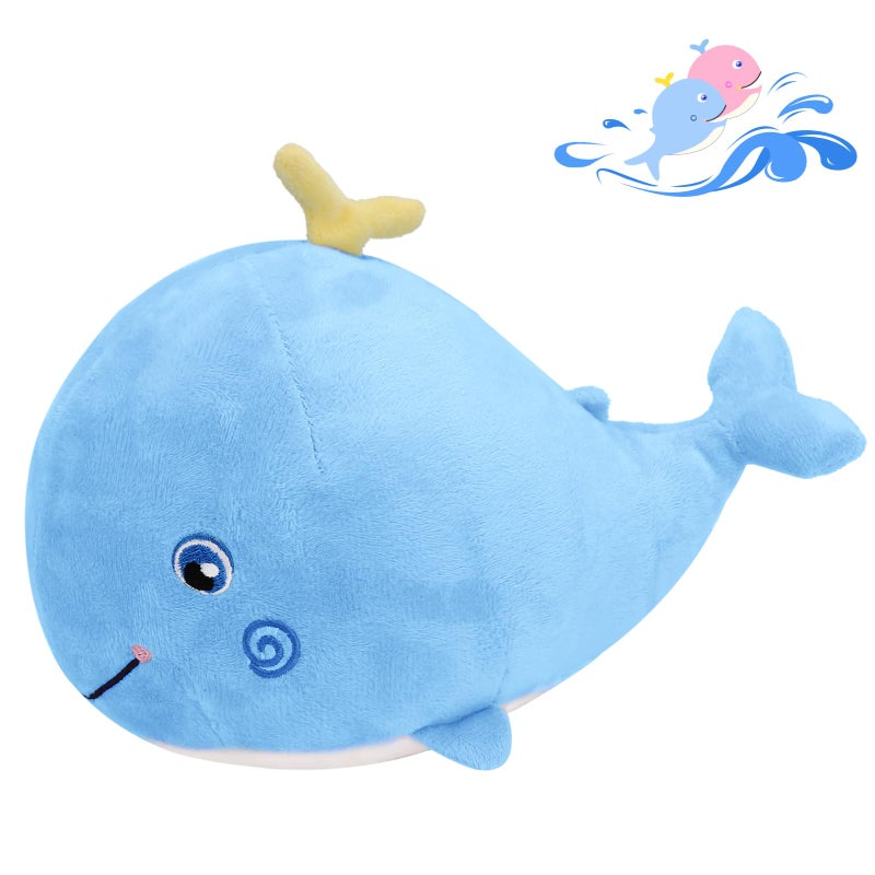 MUPI Squirting Whale Plush Toy Plush Pillow Whale Stuffed Animals 10 inches Plush Pillow - Shark Humpback and Jellyfish Stuffed Animals - Ocean Decor and Toys (Sky Blue) - Image 1