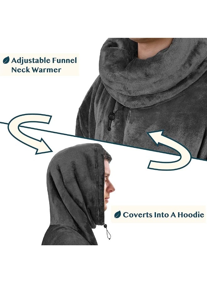 PAVILIA PAVILIA Wearable Blanket Poncho Neck Warmer Hood, Oversized Poncho Sweater, Blanket Hoodie Pocket, Cozy Gift Women Men Adult  - Image 2