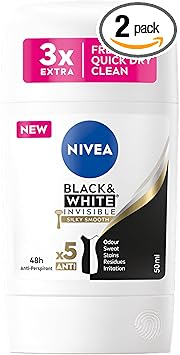 Nivea بلسم نيفيا للنساء غير المرئي الأسود والأبيض ناعم كالحرير حماية إضافية منعشة للغاية عبوة من 2 2 × 50 مل حماية لمدة 48 ساعة - Image 1