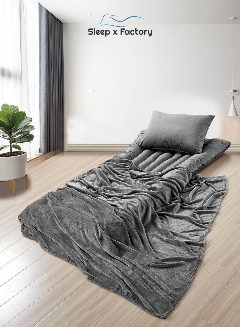 Sleep x Factory Guest & Travel Comfort Pack – Foldable Mattress, Blanket & Pillow – Premium Edition - Image 1
