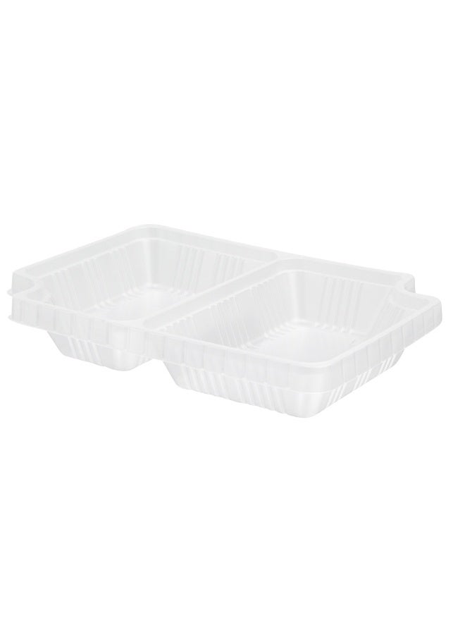 Restaurantware TRAYS ONLY: Futura 14 Ounce Trays For Meal Prep Boxes, 100 Microwavable Trays For 34 Ounce Boxes - Boxes Sold Separately, 2 Compartments, Clear Plastic Food Trays  - Image 1
