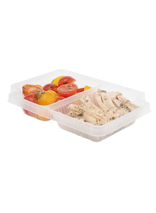 Restaurantware TRAYS ONLY: Futura 14 Ounce Trays For Meal Prep Boxes, 100 Microwavable Trays For 34 Ounce Boxes - Boxes Sold Separately, 2 Compartments, Clear Plastic Food Trays  - Image 2