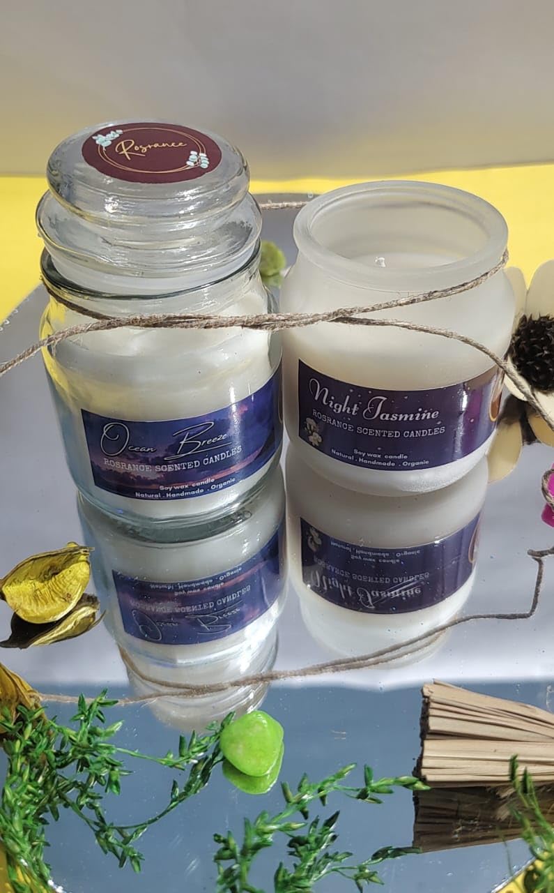 ROSRANCE Scented Candles Night Jasmine Ocean Breeze Twin Pack Best Gift Set