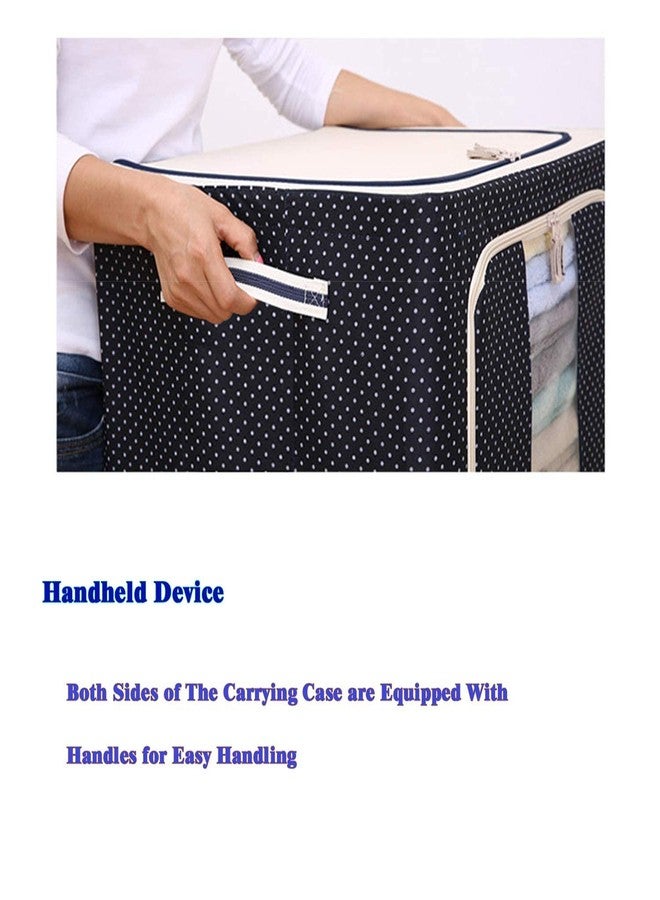 DR Mall Steel Frame Storage Box Oxford Cloth Storage Box Quilt Storage Box Folding Wardrobe Fabric Extra Large Storage Bag (Navy：22L x 3Pcs) - Image 4