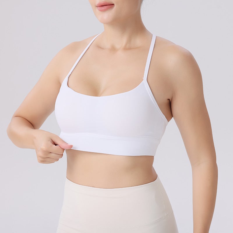 Yoga clothing bra women''s sports underwear double-sided sanding tight thin belt Y-shaped beautiful back fitness jogging vest bra - Image 4