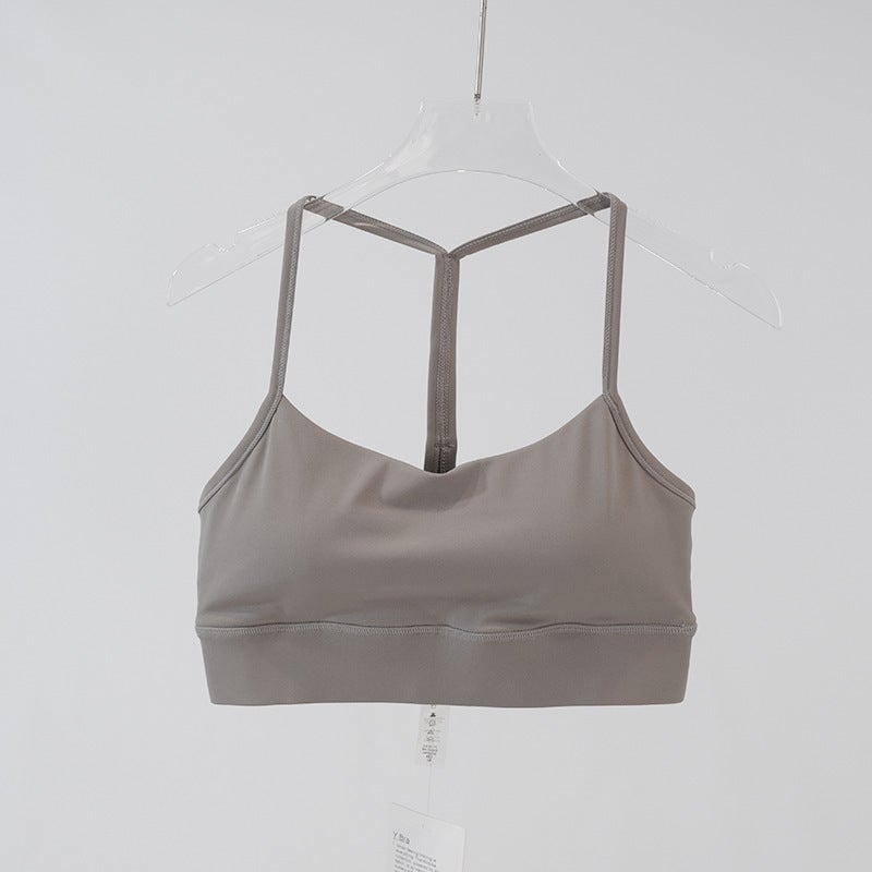 Yoga clothing bra women''s sports underwear double-sided sanding tight thin belt Y-shaped beautiful back fitness jogging vest bra - Image 1