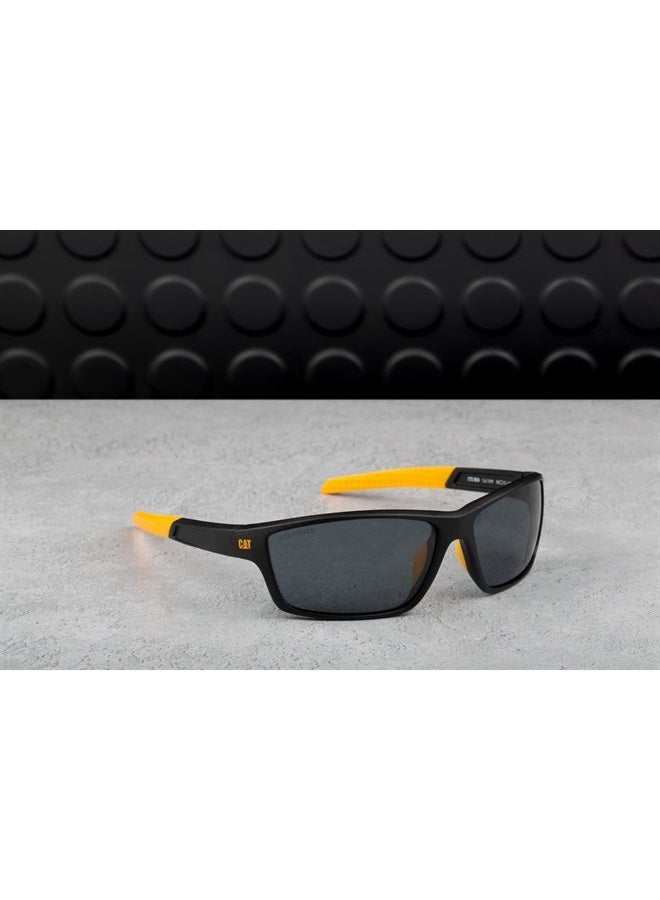 CAT CATERPILLAR 8020 Men's Polarized Sport Wrap Front Sunglasses, Matte Black, 66 mm - Image 4