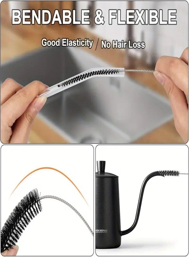 STORE 2508 Store2508 12pcs Straw Cleaner Brushes, 8 Inch Tube Cleaning Brush and Nylon Pipe Brush Kit for Sippy Cup, Tumbler, Water Bottle, Drinking Straw, Black - Image 3
