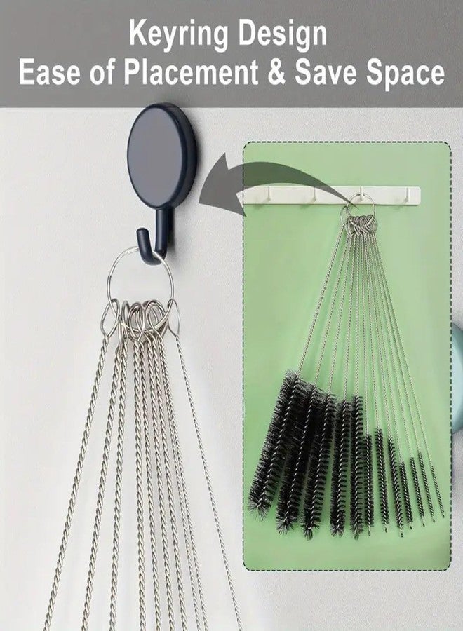 STORE 2508 Store2508 12pcs Straw Cleaner Brushes, 8 Inch Tube Cleaning Brush and Nylon Pipe Brush Kit for Sippy Cup, Tumbler, Water Bottle, Drinking Straw, Black - Image 4