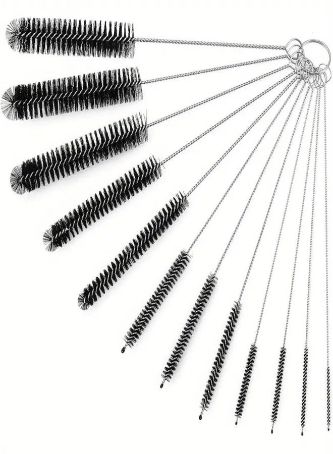 STORE 2508 Store2508 12pcs Straw Cleaner Brushes, 8 Inch Tube Cleaning Brush and Nylon Pipe Brush Kit for Sippy Cup, Tumbler, Water Bottle, Drinking Straw, Black - Image 1