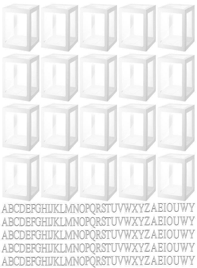 Engrowtic 20 Pcs Transparent Balloon Boxes Baby Boxes with 165 Letters Clear Balloon Box Blocks for Baby Shower Gender Reveal Grad Birthday Party Bridal Wedding Anniversary Backdrop Decoration (White) - Image 1
