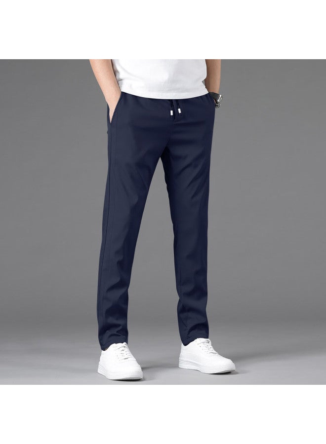 I'm David Men's Ice Silk Slim Straight Leg Pants Casual Lightweight Quick Dry Fashion - Image 2
