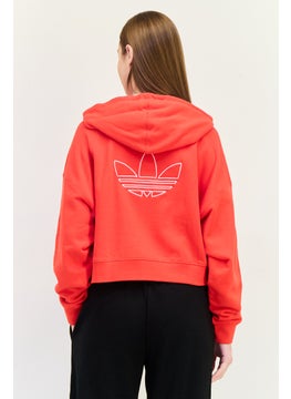 adidas Originals Women Sportswear Fit Long Sleeves Outdoor Hooded Sweatshirt, Red  - Image 3