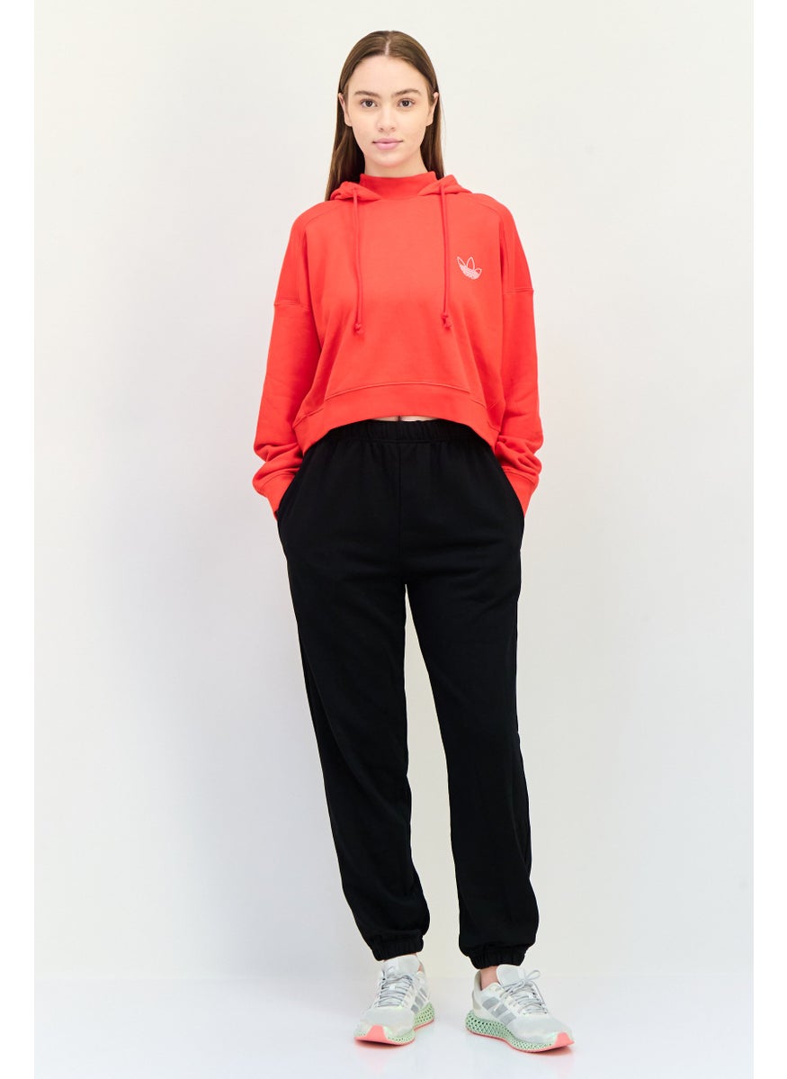 adidas Originals Women Sportswear Fit Long Sleeves Outdoor Hooded Sweatshirt, Red  - Image 4