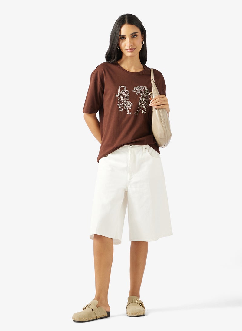 Ginger Cotton Oversize Graphic T-shirt - Image 4