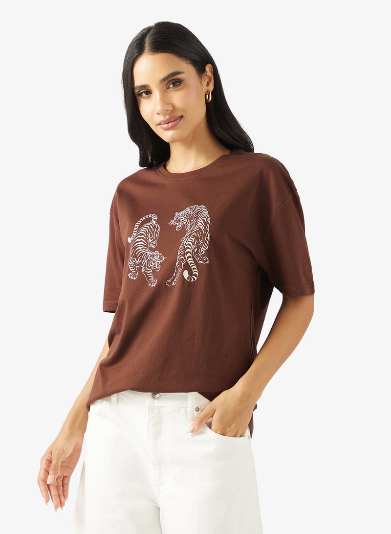 Ginger Cotton Oversize Graphic T-shirt - Image 1