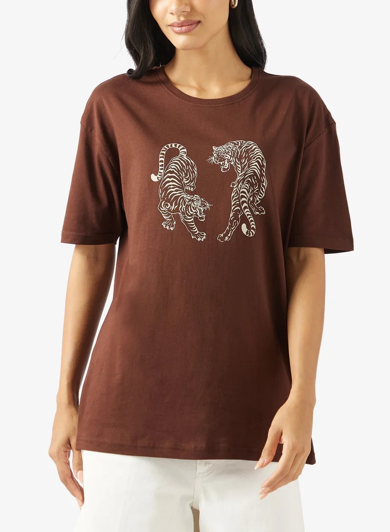 Ginger Cotton Oversize Graphic T-shirt