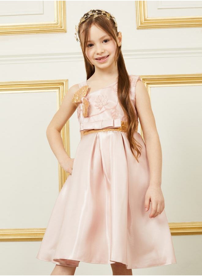 Styli - Sequin Bow Applique Embroidery Detail Sleeveless Dress - Image 1