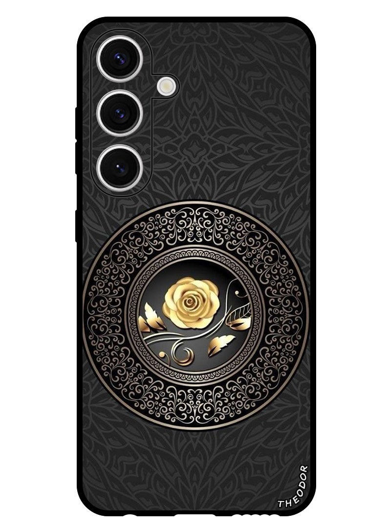 Theodor Protective Case Anti Scratch Shock Proof Bumper Cover For Samsung Galaxy S24 Plus Golden flower - Image 1