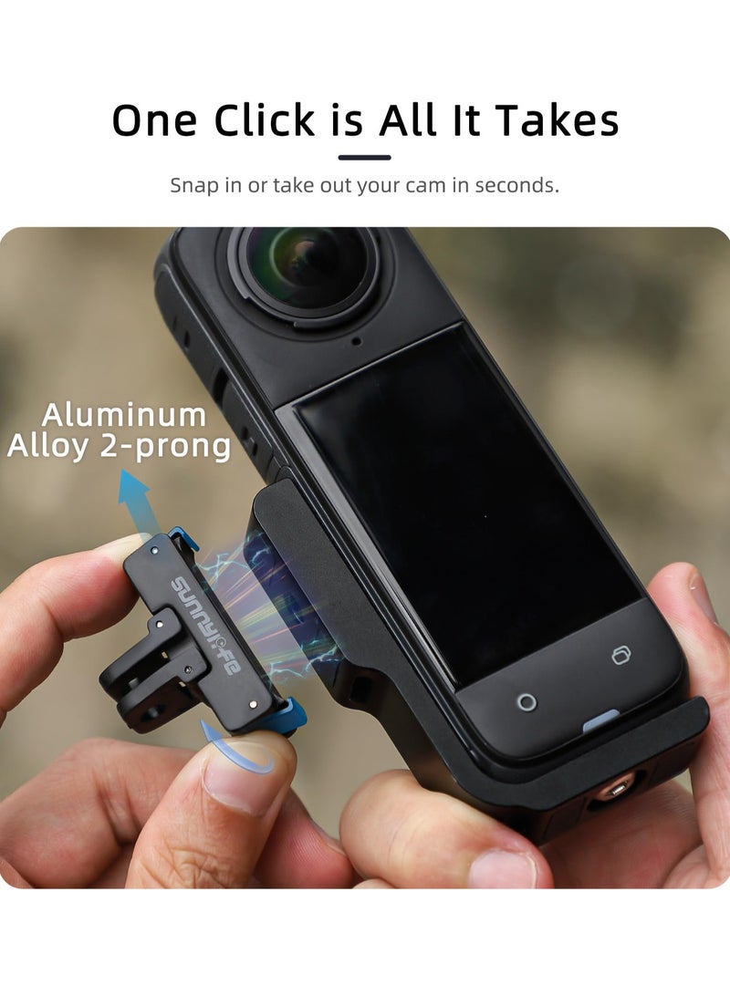 SOLARAE 360 X4 L-Type Vertical-Horizontal Action Mount for Insta360 X4, Alloy Quick Release Mount, Snap-On 2 Prong Mount and 1/4 Thread Adapter Mount, with Magnetic Adapter, Insta360 X4 Accessories - Image 3