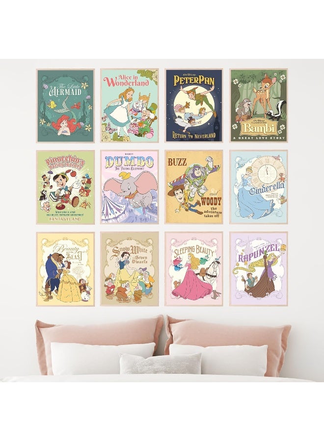 BigWig Prints Princess Wall Art, Nursery Decor, Princess Room Decor Nursery Artwork, Vintage Bambi Cinderella Little Mermaid Dumbo Pinocchio Snow White Peter Pan Beauty Beast - Unframed Set Of 12 - Image 4