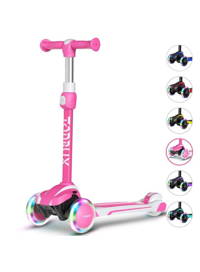 TONBUX Kids Scooter for Age 3-12, Toddler Scooter with 4 Adjustable Heights, Light Up 3-Wheels Scooters, Shock Absorption Design, Lean to Steer, Balance Training Scooters for Kids - Image 1