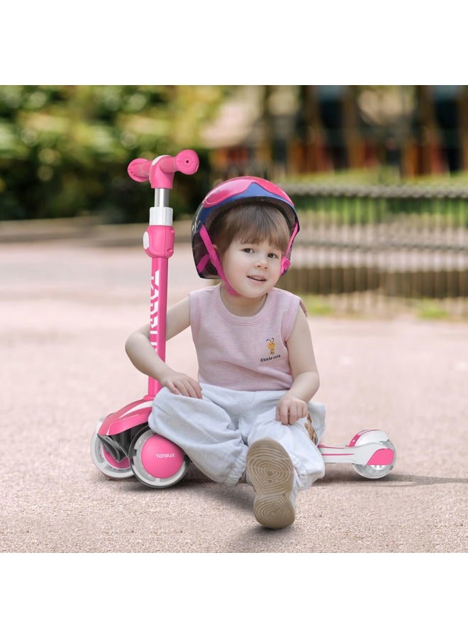TONBUX Kids Scooter for Age 3-12, Toddler Scooter with 4 Adjustable Heights, Light Up 3-Wheels Scooters, Shock Absorption Design, Lean to Steer, Balance Training Scooters for Kids - Image 5